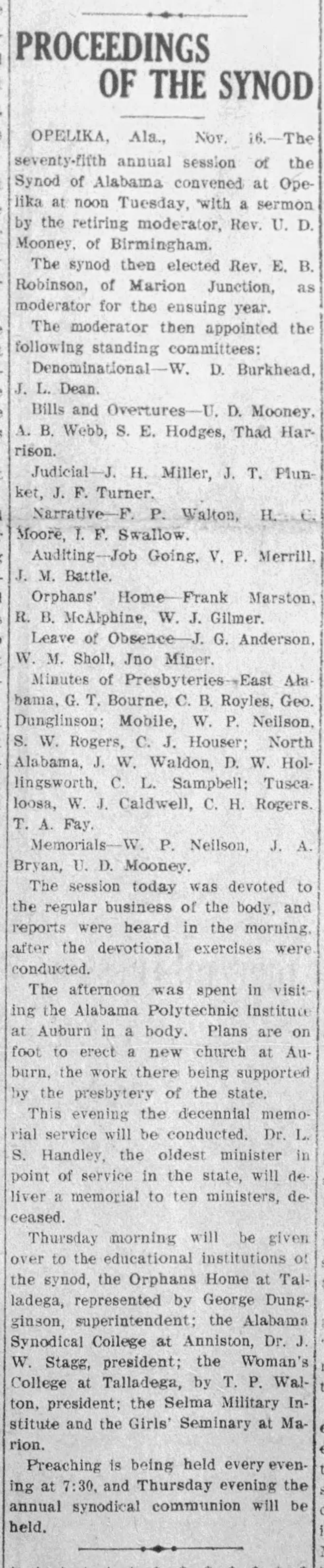 Proceedings of the Synod